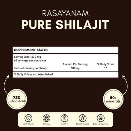 Rasayanam Pure Shilajit |75% Fulvic Acid For Energy & Stamina|20g Pack Of 1