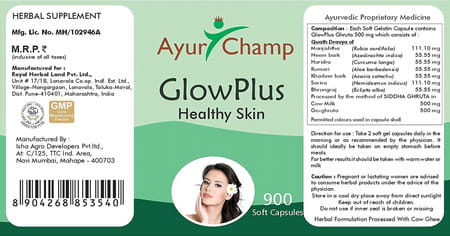 Ayur Champ Glowplus - 900 Capsules Pack Of 4