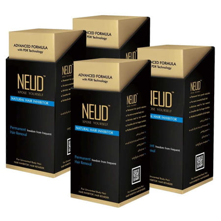 Neud Natural Hair Inhibitor For Permanent Reduction Of Unwanted Hair | Unisex - 4 Packs 80gm Each