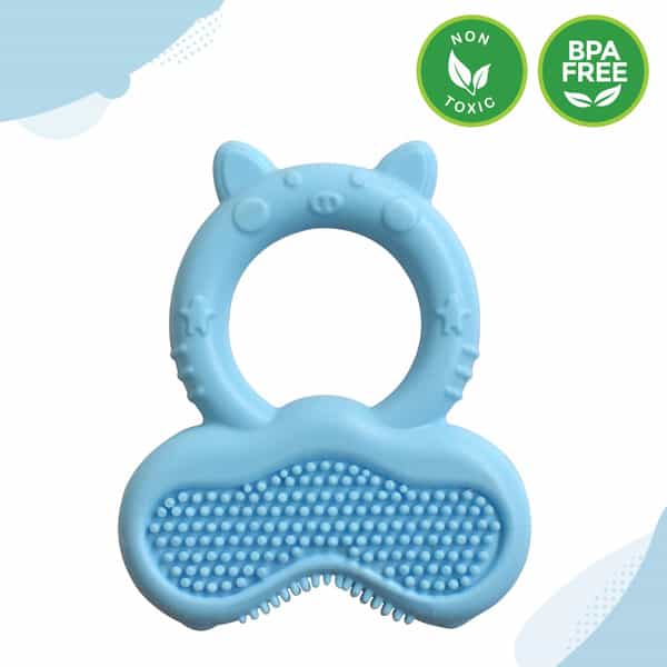 Luvlap Silicone Baby Teether With Bristles Teething Toy For Infants & Babies Blue