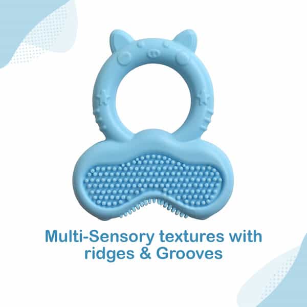 Luvlap Silicone Baby Teether With Bristles Teething Toy For Infants & Babies Blue