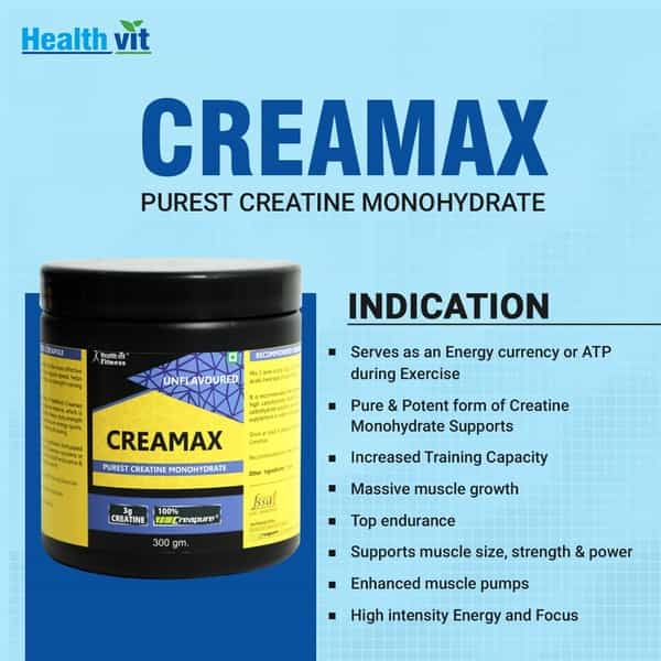 Healthvit Fitness Creamax Creapure German - 300 Grams Powder (Unflavored)