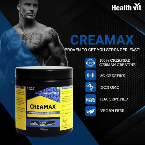 Healthvit Fitness Creamax Creapure German - 300 Grams Powder (Unflavored)