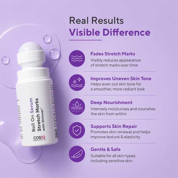 Cos-Iq Stretch Marks Removal Roll-On Serum With Striover - Scar Removal | 40Ml