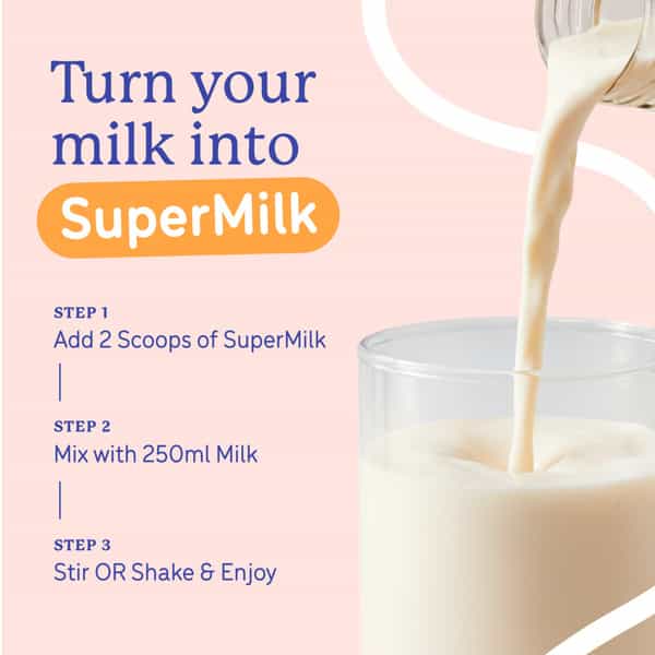 Gritzo Supermilk Growth+ Unsweetened Drink Mix (13+Y Boys) | 13G Powder (Creamy Vanilla | 400G)