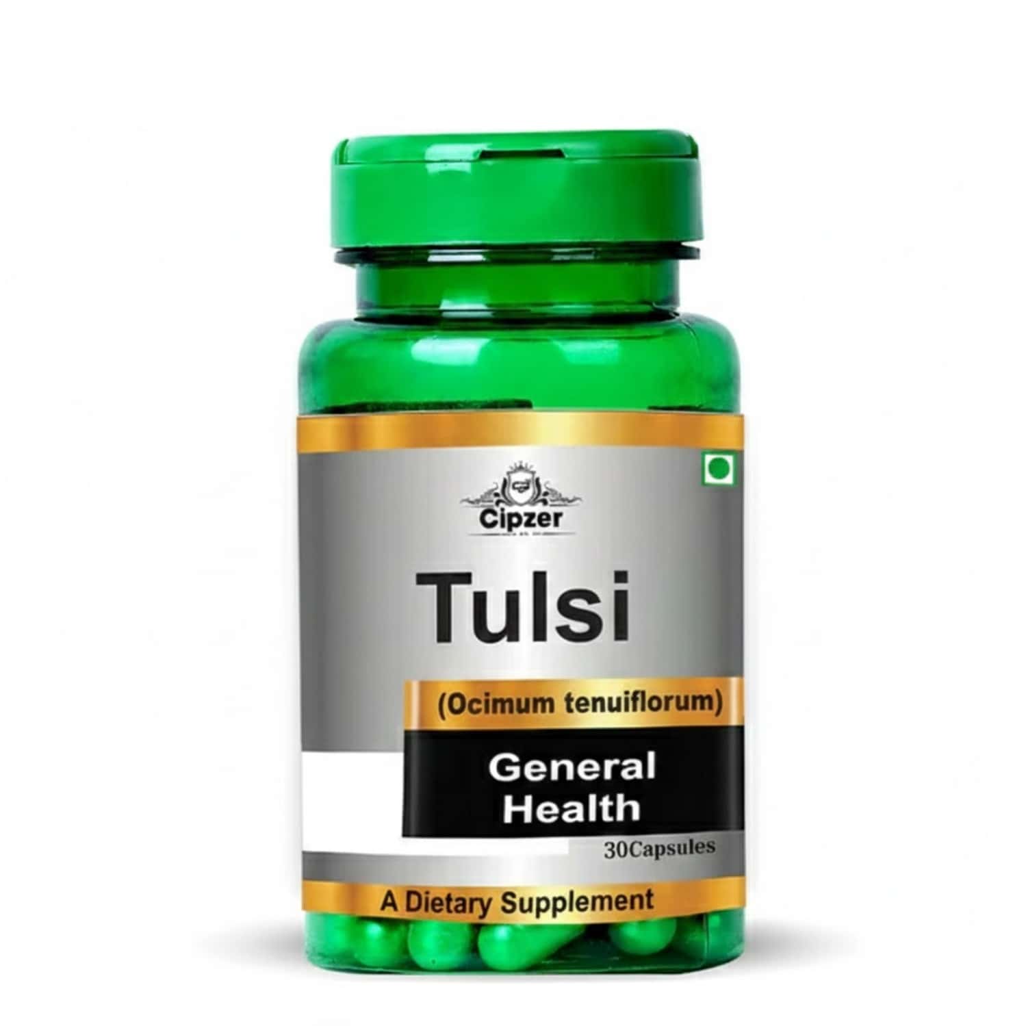 Cipzer Tulsi 30 Capsules | Supports Calmness| Stress Relief & Overall Wellness