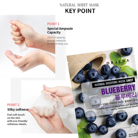 Orjena Natural Moisture Mask Sheet Blueberry - Pack Of 3