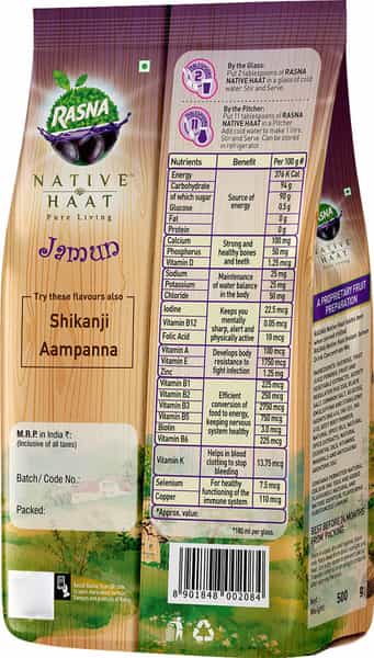 Rasna Native Haat Shikanji -Instant Drink Concentrate Mix 500 G
