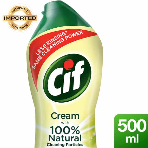 Cif Lemon Cream Multipurpose Surface Cleaner For Tough Stains Natural Particles 500Ml