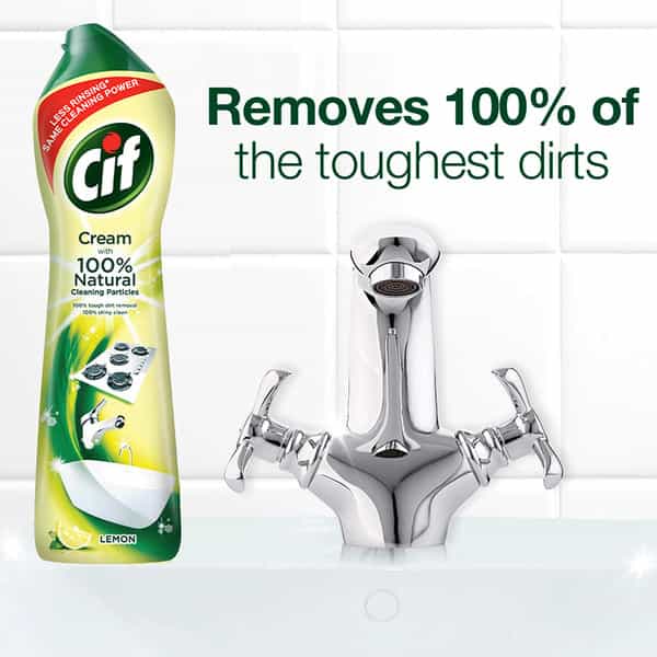 Cif Lemon Cream Multipurpose Surface Cleaner For Tough Stains Natural Particles 500Ml