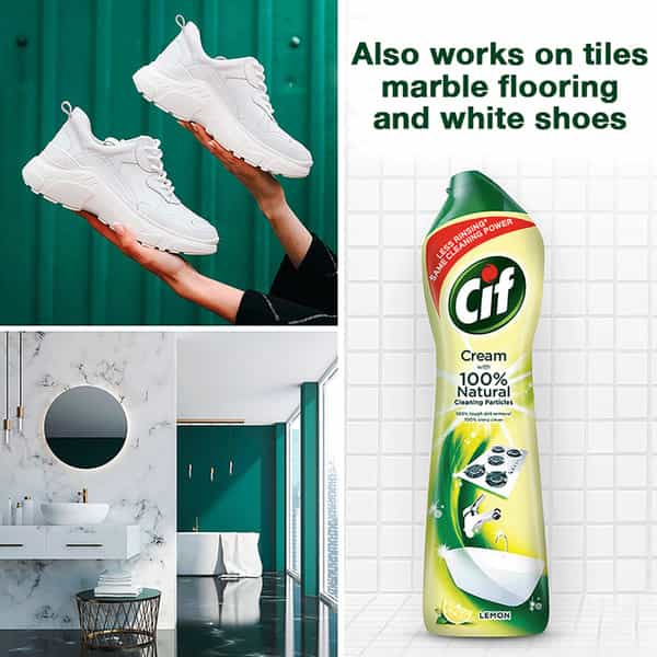 Cif Lemon Cream Multipurpose Surface Cleaner For Tough Stains Natural Particles 500Ml
