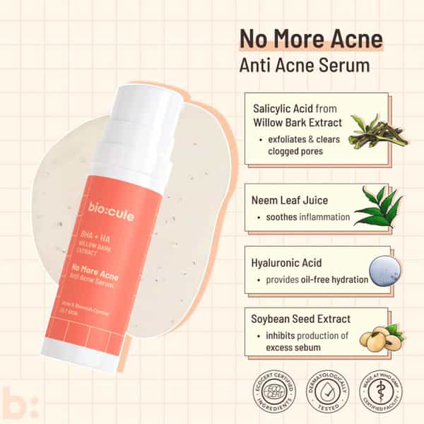 Biocule No More Acne Face Serum With Salicylic Acid (Bha) For Acne & Blemish Control (30 Ml)
