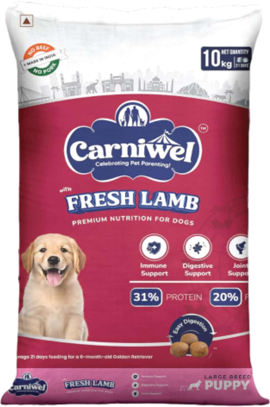 Carniwel Fresh Lamb Puppy Dry Dog Food 10 Kg | Natural Ingredients For Healthy Skin & Coat