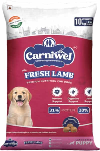 Carniwel Fresh Lamb Puppy Dry Dog Food 10 Kg | Natural Ingredients For Healthy Skin & Coat
