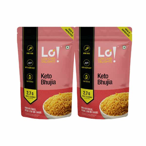Lo! Low Carb Delights - Keto Bhujia (400G) | Only 2.7G Net Carb | Aloo Bhujia Sev Style (2 X 200G)