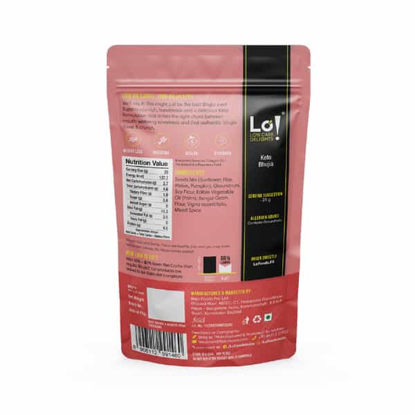 Lo! Low Carb Delights - Keto Bhujia (400G) | Only 2.7G Net Carb | Aloo Bhujia Sev Style (2 X 200G)