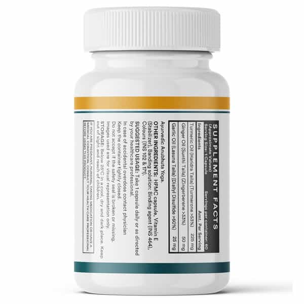 Inlife Turmeric Oil Ginger Oil Garlic Oil Capsule Heart Health Supplement Men Women-60 Veg Capsules