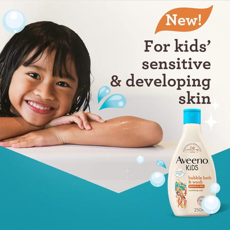 Aveeno Baby Kids Bubble Bath & Wash Enriched With Soothing Oat Extract 250 Ml