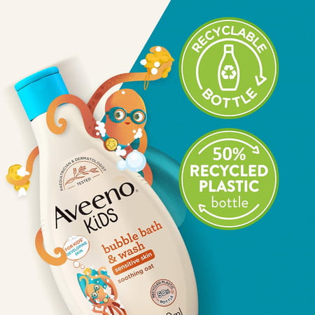 Aveeno Baby Kids Bubble Bath & Wash Enriched With Soothing Oat Extract 250 Ml