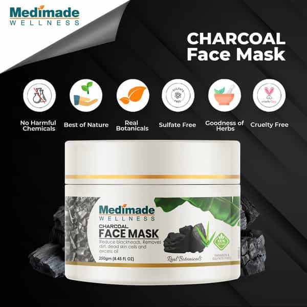 Medimade Activated Charcoal Face Mask - 250 Gm X 2 ( Pack Of 2 )
