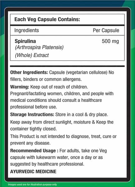 Nourishvitals Spirulina Pure Herbs 500 Mg Spirulina Extract Naturally Vitamins Rich 60 Veg Capsules