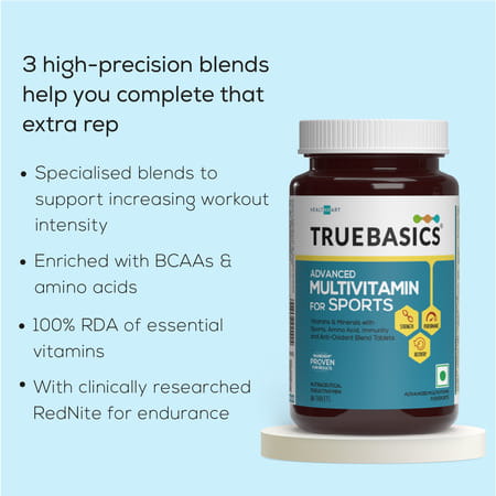 Truebasics Advanced Multivitamin For Sports & Fitness (30 Tablets) | With Amino Acid