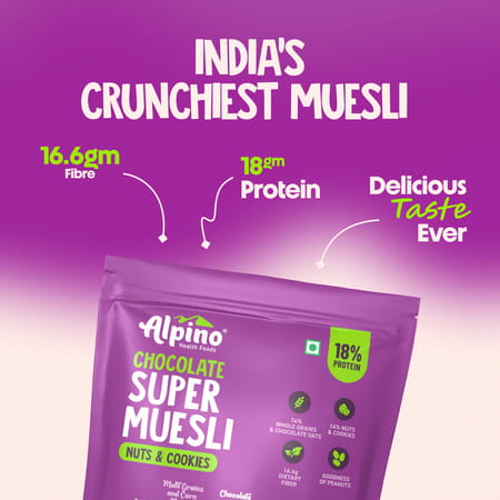 Alpino Protein-Rich Super Muesli Chocolate Pouch 400 Gm