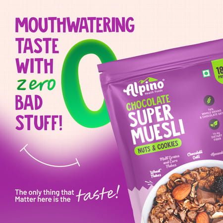 Alpino Protein-Rich Super Muesli Chocolate Pouch 400 Gm