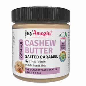 Jus Amazin Creamy Cashew Butter Salted Caramel -200g|clean Nutrition|75% Cashewnut| No Refined Sugar