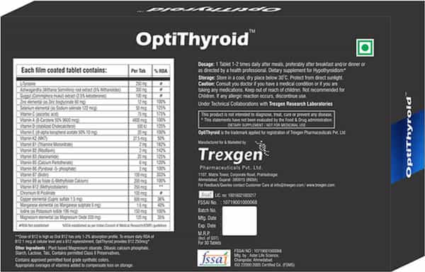 Trexgen Opti-Thyroid Underactive Thyroid Function Tablets - 30 Tablets