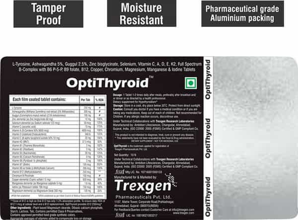 Trexgen Opti-Thyroid Underactive Thyroid Function Tablets - 30 Tablets