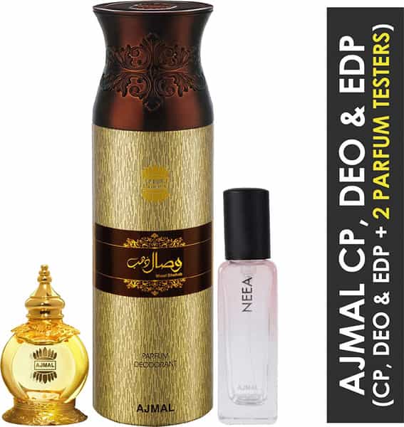 Ajmal Mukhallat Al Wafa Cp 12Ml & Wisal Dhahab Deo Of 200Ml & Neea Edp Of 20Ml Pack Of 3