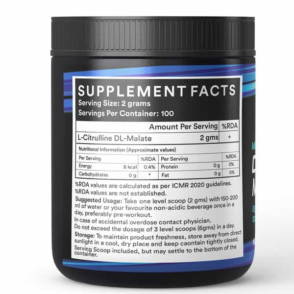 Inlife Micronized Citrulline Malate Powder 2:1 Supplement 200 Grams Unflavoured