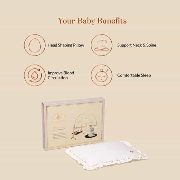 Baby Forest Somya Aakar Newborn's Head-Shaping Mustard (Rai) Pillow|Lavendar+Rai Seeds Stuffed|0-6M