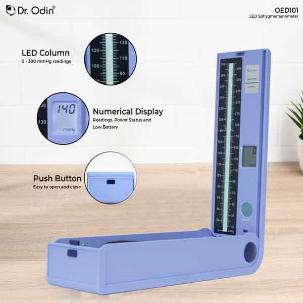 Dr. Odin Oed101 Led Sphygmomanometer Advanced Blood Pressure Monitoring (Blue) 1 No's