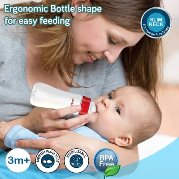 Luvlap Anti-Colic Slim Regular Neck Essential Bpa-Free Baby Feeding Bottle 250Ml