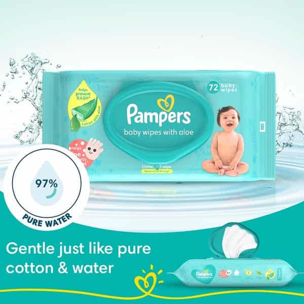 Pampers Baby Gentle Wet Wipes With Aloe 97% Pure Water 144 Count