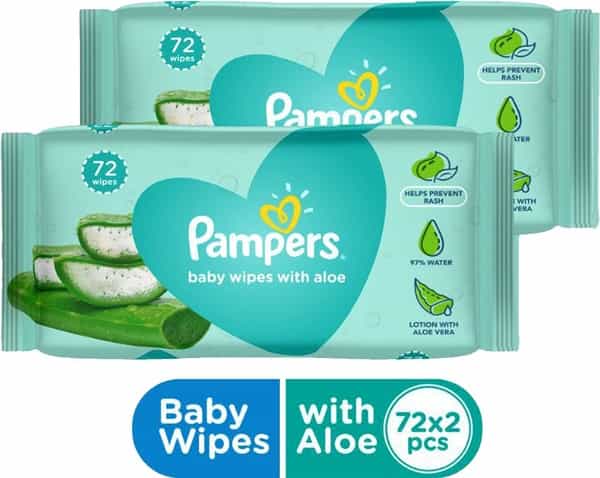 Pampers Baby Gentle Wet Wipes With Aloe 97% Pure Water 144 Count
