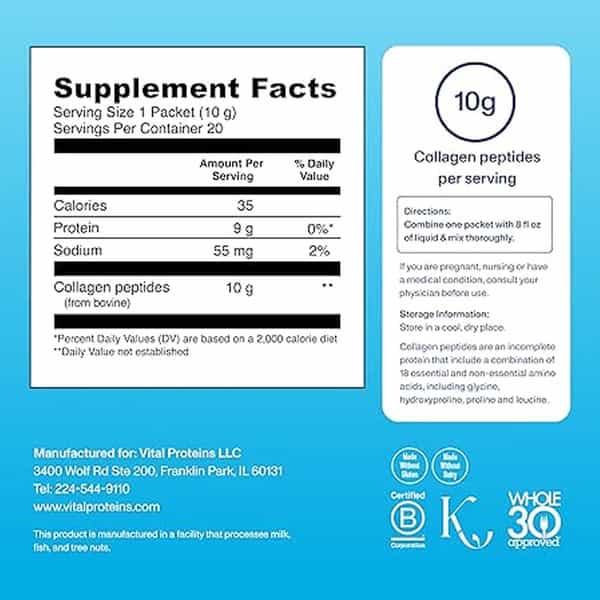 Vital Proteins Collagen Peptides Unflavored - 20 Packets
