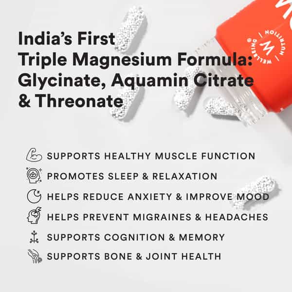 Wellbeing Nutrition Slow Triple Magnesium Complex With Glycinate | 60 Veg Capsules