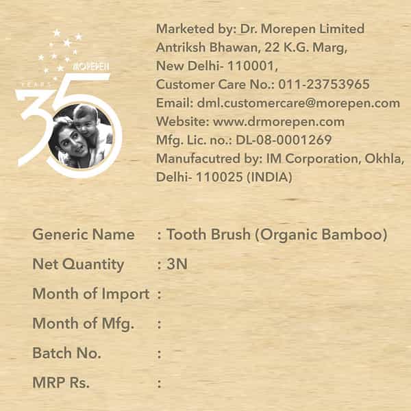 Dr. Morepen Organic Bamboo Toothbrush For Adults - Blue Brown & Charcoal - 3'S