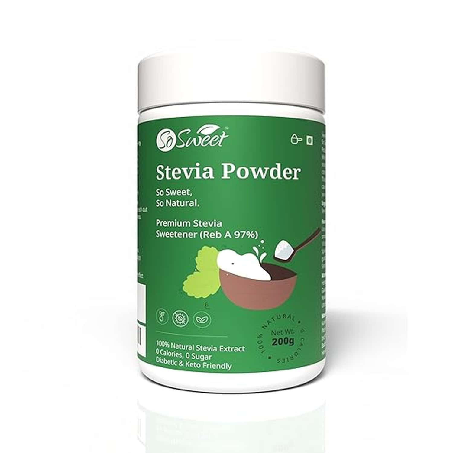 So Sweet Stevia Powder 200gm Sugar Free Zero Calorie Sweetener (Pack Of 4)