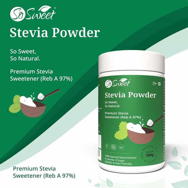 So Sweet Stevia Powder 200Gm Sugar Free Zero Calorie Sweetener (Pack Of 4)