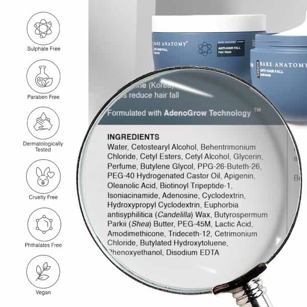 Bare Anatomy Anti-Hair Fall Mask | Provides 5X Hair Fall Control | Suitable For All Hair Types 250G
