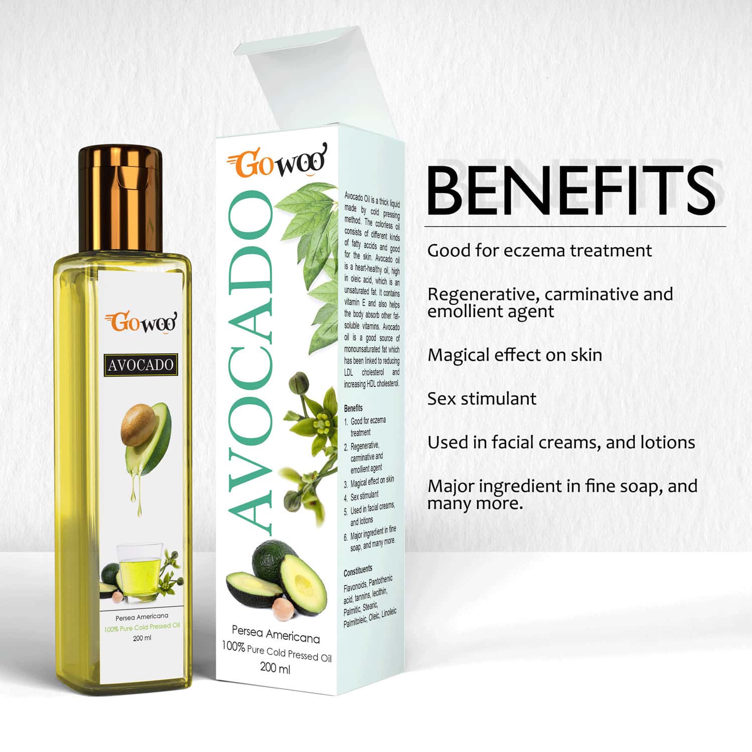 Buy GO WOO 100 PURE COLD PRESSED AVOCADO CARRIER OIL Online & Get Upto
