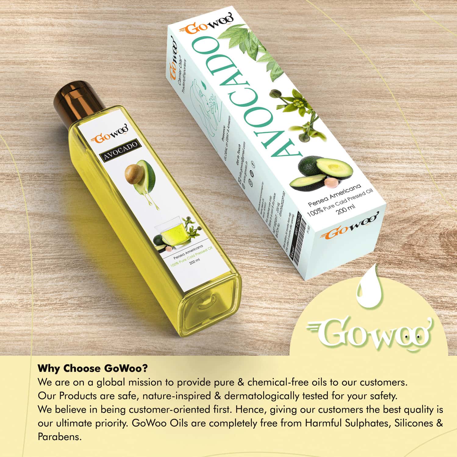 Buy GO WOO 100 PURE COLD PRESSED AVOCADO CARRIER OIL Online & Get Upto