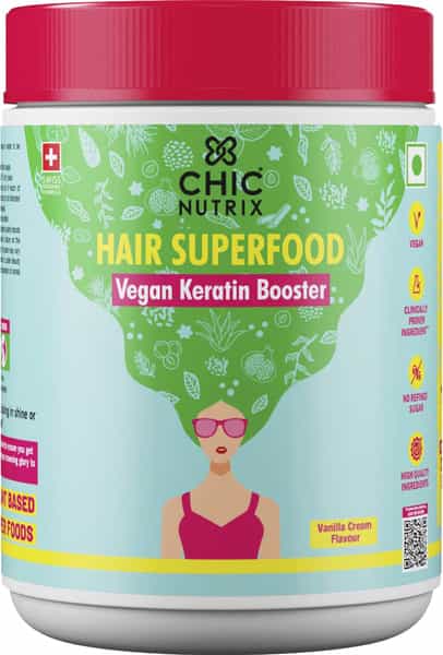 Chicnutrix Hair Superfood Vegan Keratin Booster-30 Scoops 300G Jar -Vanila Cream