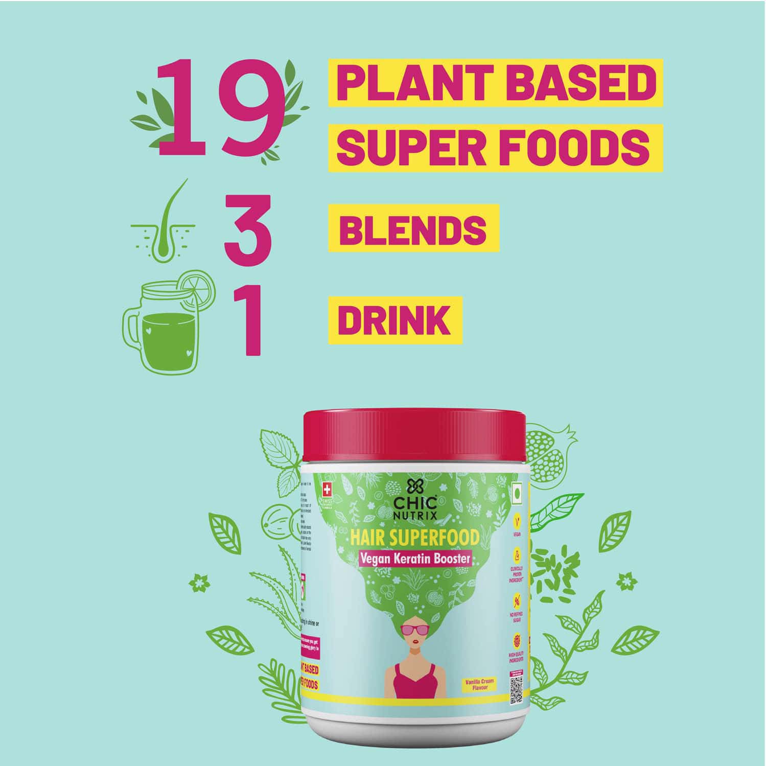 Buy CHICNUTRIX HAIR SUPERFOOD VEGAN KERATIN BOOSTER-30 SCOOPS 300G JAR  -VANILA CREAM Online & Get Upto 60% OFF at PharmEasy