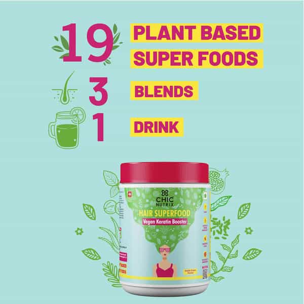 Chicnutrix Hair Superfood Vegan Keratin Booster-30 Scoops 300G Jar -Vanila Cream