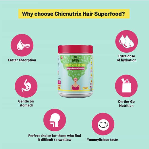 Chicnutrix Hair Superfood Vegan Keratin Booster-30 Scoops 300G Jar -Vanila Cream